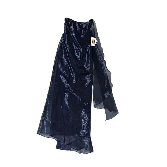 Scott McClintock navy evening gown one shoulder organza dress 6 dead stock vinta - Picture 13 of 15